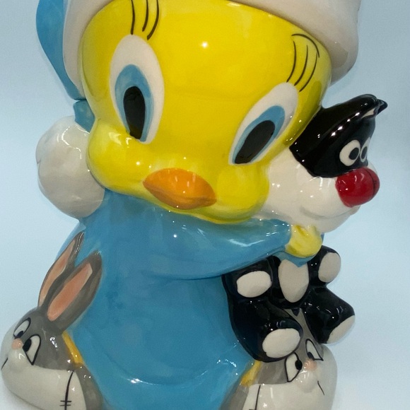 Vintage Gibson Looney Tunes Tweety Bird w/Sylvester Ceramic Cookie Jar - Picture 1 of 7